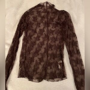 Elegant Sheer Lace Top - Brown